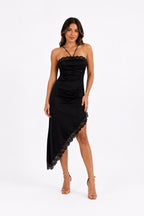 VESTIDO SATINADO ASIMÉTRICO