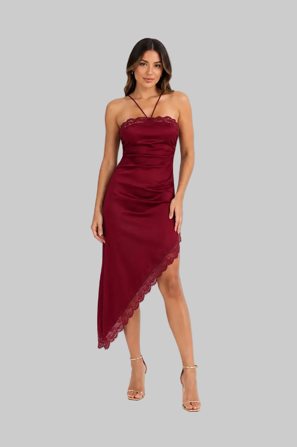 VESTIDO SATINADO ASIMÉTRICO