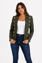CHAQUETA ESTILO MILITAR  BOTONES DECORATIVOS