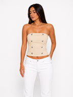 TOP STRAPLESS CON BOTONES DECORATIVOS