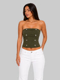 TOP STRAPLESS CON BOTONES DECORATIVOS