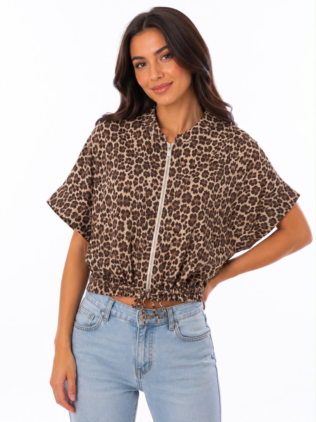 BLUSA ANIMAL PRINT CON CREMALLERA