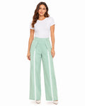 PANTALÓN PALAZZO DE PINZAS CON RAYAS DELANTERA
