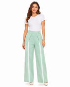 PANTALÓN PALAZZO DE PINZAS CON RAYAS DELANTERA