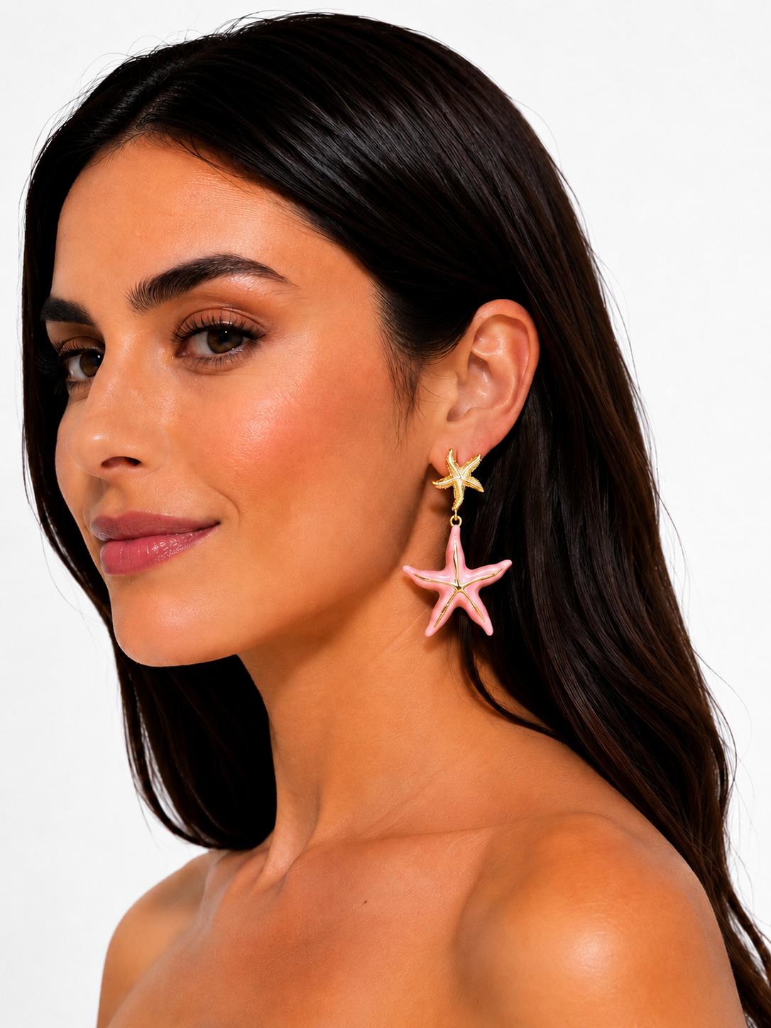 ARETES DE ESTRELLAS DE MAR LARGOS