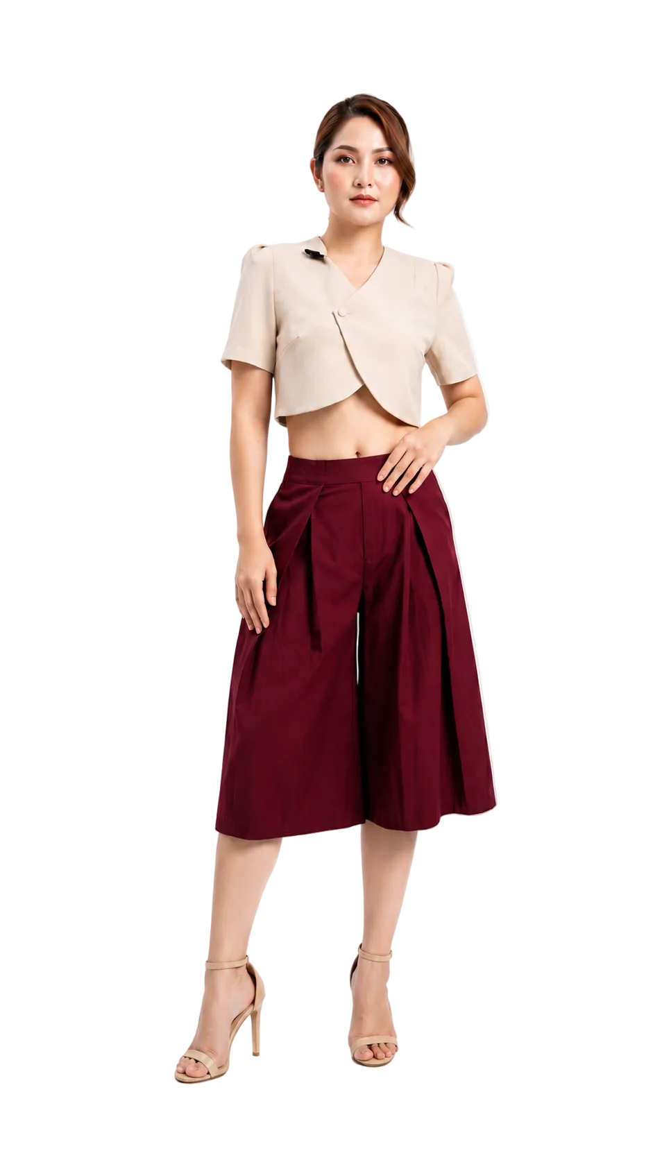 PANTALÓN CULOTTE PLISADO TIRO ALTO
