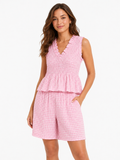 CONJUNTO DE TOP SIN MANGAS Y SHORT EN VICHY