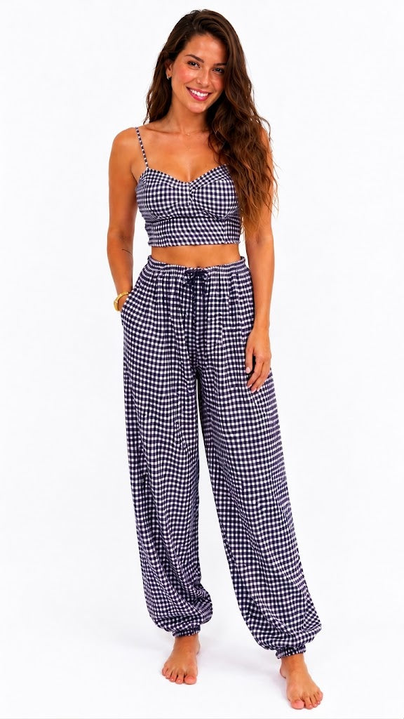 CONJUNTO VICHY TOPY PANTALÓN