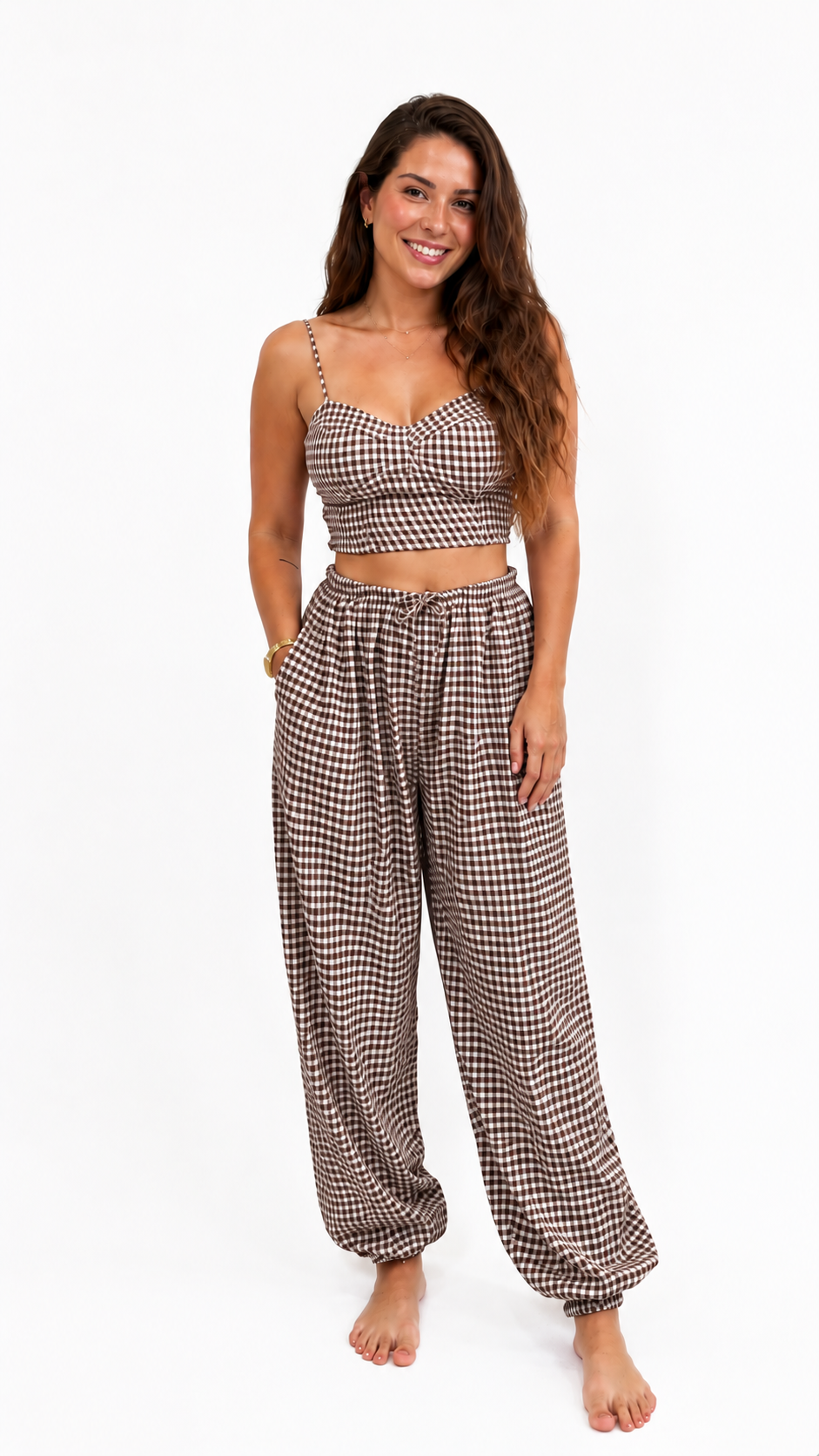 CONJUNTO VICHY TOPY PANTALÓN